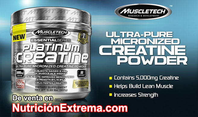 Platinum 100% Creatine 400 g - Creatina monohidrato micronizada de alta calidad y pureza. Muscletech