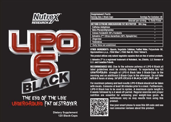 Lipo-6 Black 120 Caps. Quemador de grasa mas extremo. Nutrex