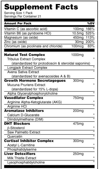 Animal Stak 21 Paks. Aumentador de Testosterona. Universal Nutrition