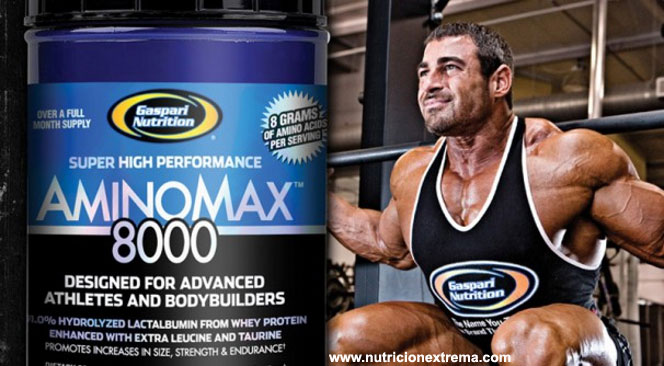 Aminomax 8000 con L-leucina y L-taurina. Gaspari Nutrition