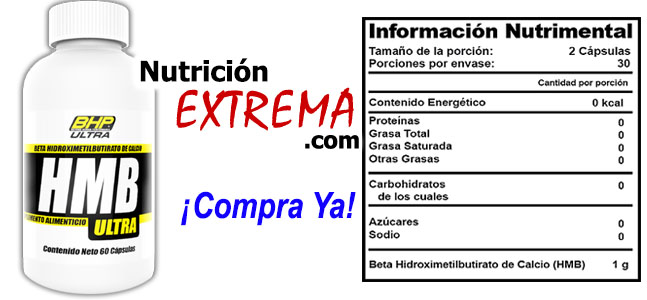 HMB 1000 mg (beta-hidroxy-beta- metilbutirato). BHP Nutrition