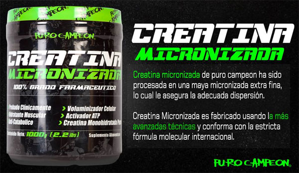 Creatina 1000 - Micronizada de grado farmaceutico. PURO CAMPEON